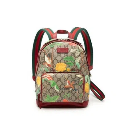 Pre-owned Gucci Small Gg Supreme Web Tian Backpack In Red