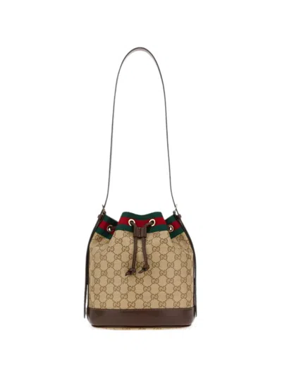 Gucci Logo Pattern Drawstring Bucket Bag In Multi