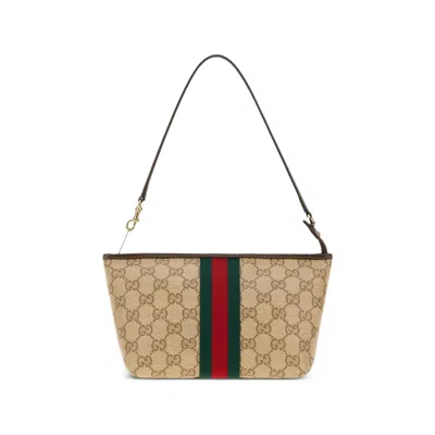 Gucci Small Gg-canvas Web-detail Shoulder Bag In Red