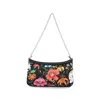 Gucci Small Gossip Floral-print Chain-link Shoulder Bag In Black