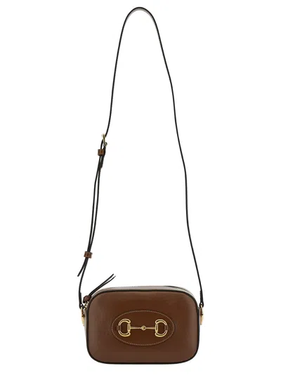 GUCCI GUCCI WOMEN 'SMALL GUCCI HORSEBIT 1955' BROWN SHOULDER BAG WITH HORSEBIT DETAIL IN LEATHER WOMAN
