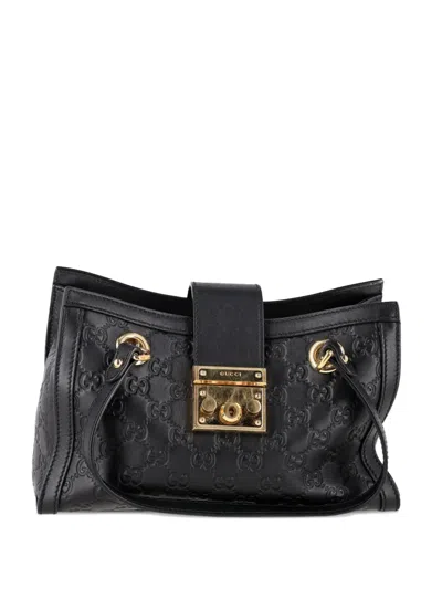 Pre-owned Gucci Small Ssima Chain-link Tote Bag In Black