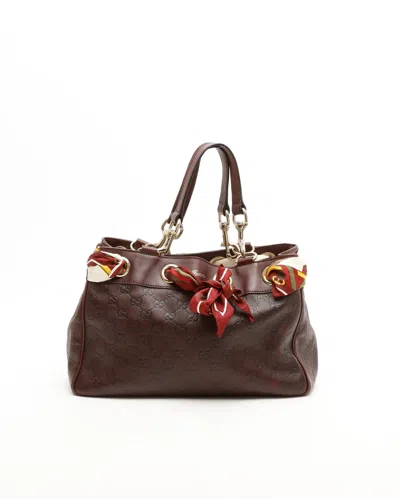 Gucci Small Ssima Positano Tote Bag In Brown