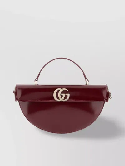 Gucci Small Half Moon Leather Handbag In Silver