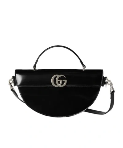 Gucci Small Half-moon Top Handle Bag In Black