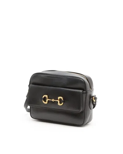 Horsebit 1955 Leather Crossbody Bag In Black from A Retro Tale