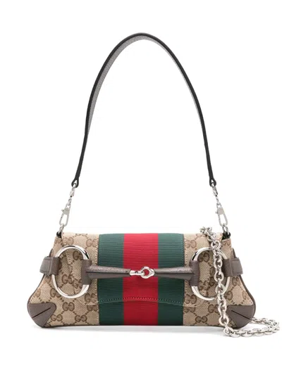 Gucci Horsebit Shoulder Bag In Neutrals
