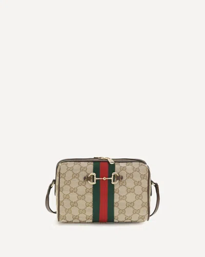 Gucci Small Horsebit Web Camera Bag Shoulder Bag In Brown