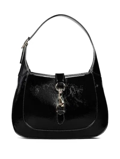 Gucci Jackie Small Patent Leather Shoulder Bag In Black