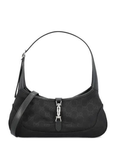 Gucci Small Jackie Slim Patterned Shoulder Bag In Black