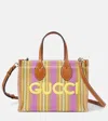GUCCI SMALL LEATHER-TRIMMED TOTE BAG