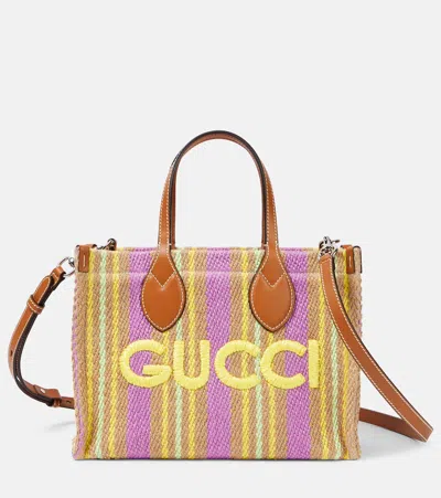Gucci Small Leather-trimmed Tote Bag In Gold