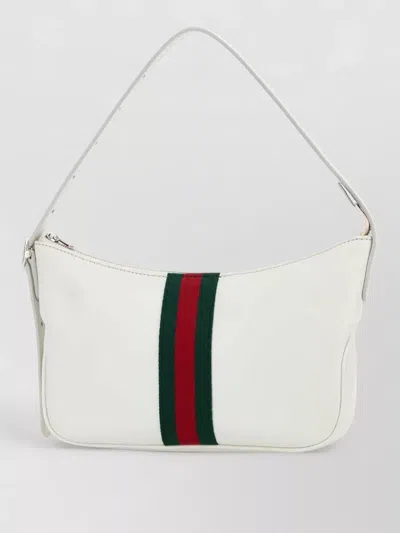 Gucci Small Lunetta Leather Shoulder Bag Stripe In White