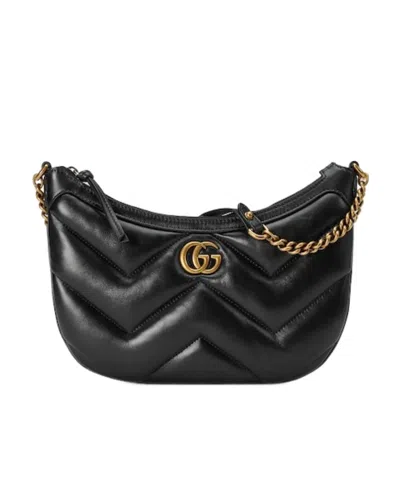Gucci Small Marmont Leather Shoulder Bag In Black