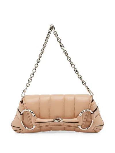 Pre-owned Gucci Small Maxi-horsebit Quilted Shoulder Bag In Neutrals