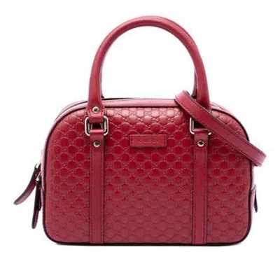 Pre-owned Gucci Small Microssima Bree Satchel In Red