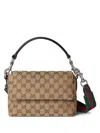 Gucci Beige Shoulder Bag With Shoulder Strap With Web Motif And Logo Lettering On The Rear In Gg Can In Multi