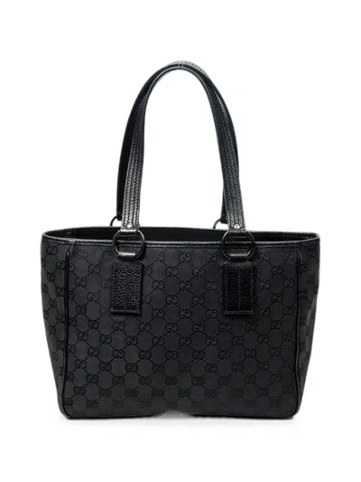 Pre-owned Gucci Small Monogram-pattern Tote Bag In Black