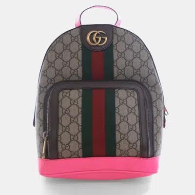 Pre-owned Gucci Small Ophidia Backpack In Sand