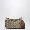 Gucci Women Beige Shoulder Bag With Gg Plaque On The Front And Chain-link Handle In Gg Canvas Woman In White