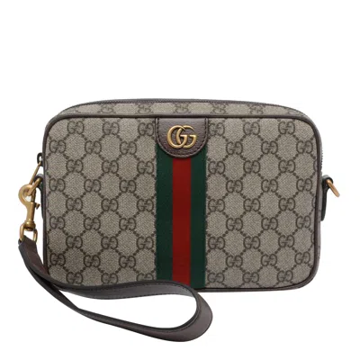 Gucci Men Ophidia Gg Supreme Fabric And Leather Crossbody Bag In Multi