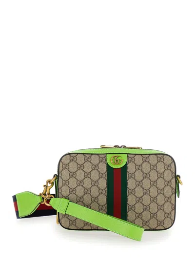 Gucci 'small Ophidia Gg' Beige And Ebony Crossbody Bag With Web Detail In Gg Supreme Canvas Man In Cream