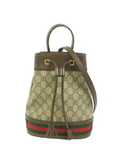 Pre-owned Gucci Small Ophidia Gg Bucket Bag In Neutral