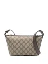 Gucci Monogrammed Fabric And Leather Shoulder Bag In Neutral