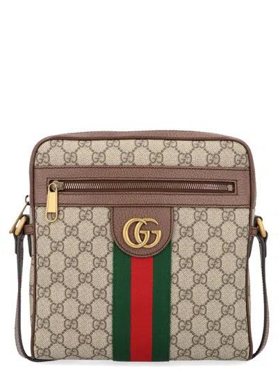 Gucci Canvas Ophidia Gg Shoulder Bag In Brown