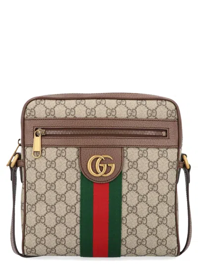 Gucci Small Ophidia Gg Shoulder Bag In Brown