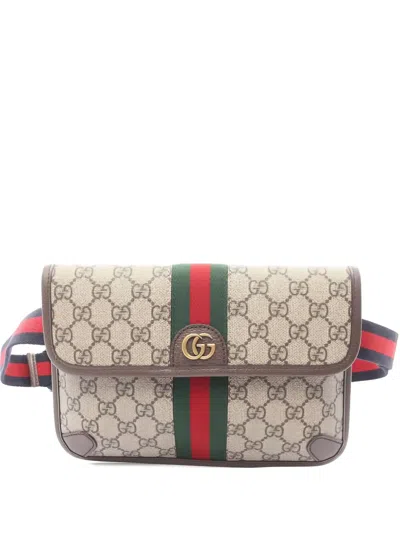 Pre-owned Gucci Small Ophidia Gg Supreme Belt Bag In Neutral