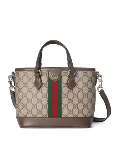 Gucci Small Ophidia Shopping Bag In Nude