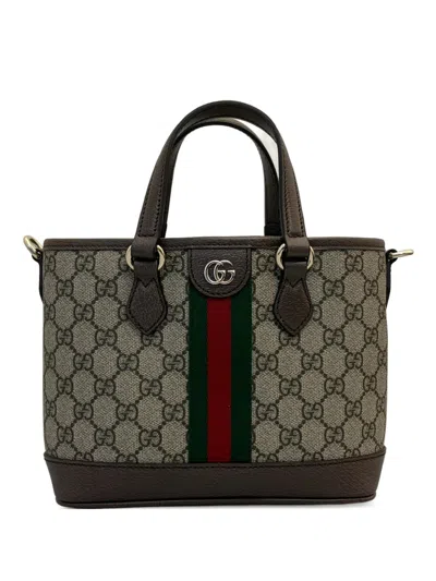 Gucci Small Ophidia Tote Bag In Brown