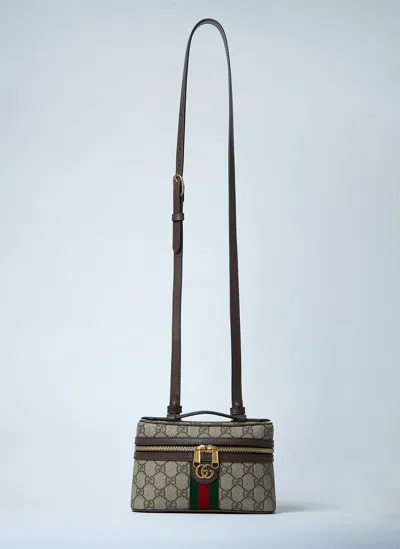 Gucci Small Ophidia Vanity Bag In Brown