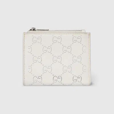 Gucci Small Perforated Gg Wallet In White