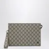 Gucci Small Pouch In Gg Fabric Beige/ebony In Brown