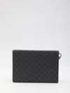 Gucci Small Pouch In Gg Fabric Black/gray