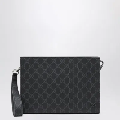 Gucci Small Pouch In Gg Fabric Black/gray Men