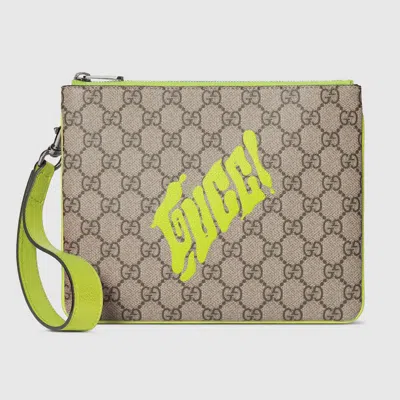 Gucci Small Pouch With Print In Beige