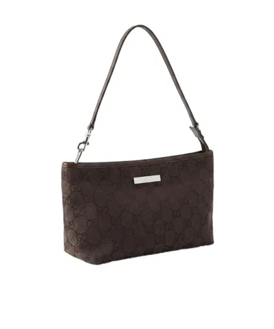 Gucci Small Pouch With Strap And  Plaque In Brown