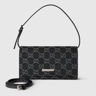 Gucci Small Pouch With Strap And  Plaque In Black