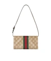 Gucci Small Pouch With Strap And Web In Brown