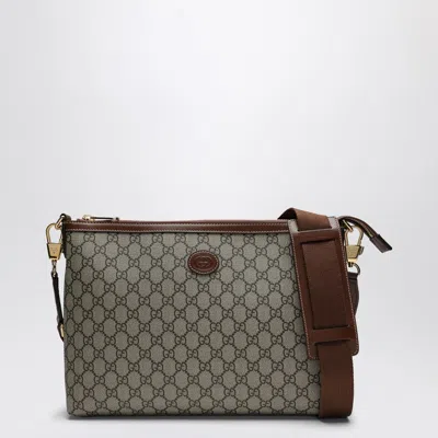 Gucci Small Shoulder Bag In Beige And Ebony Gg Fabric Men In Cream