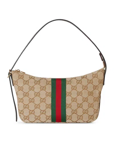 Gucci Small Shoulder Bag With Lunette In Nude