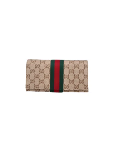 Gucci Small Shoulder Pouch "web" In Nude