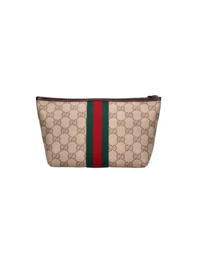 Gucci Small Shoulder Pouch "web" In Nude