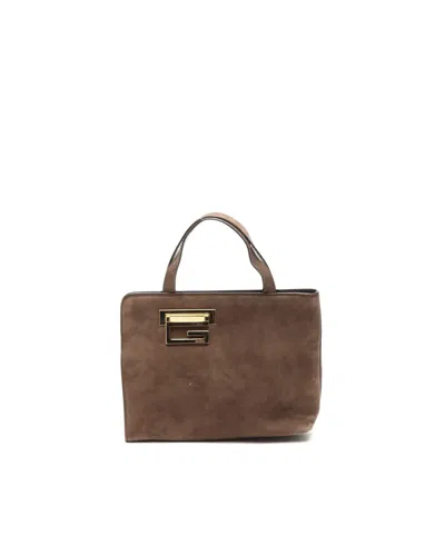 Gucci Small Suede Tote Bag In Brown