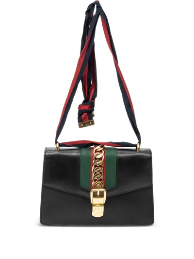 Pre-owned Gucci Small Sylvie Shoulder Bag In Black