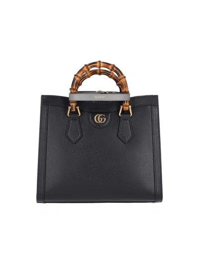 Gucci Small Tote Bag "diana" In Black Dusty Grey