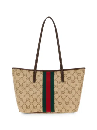 Gucci Canvas Tribeca Small Tote Bag Shopping In Brown